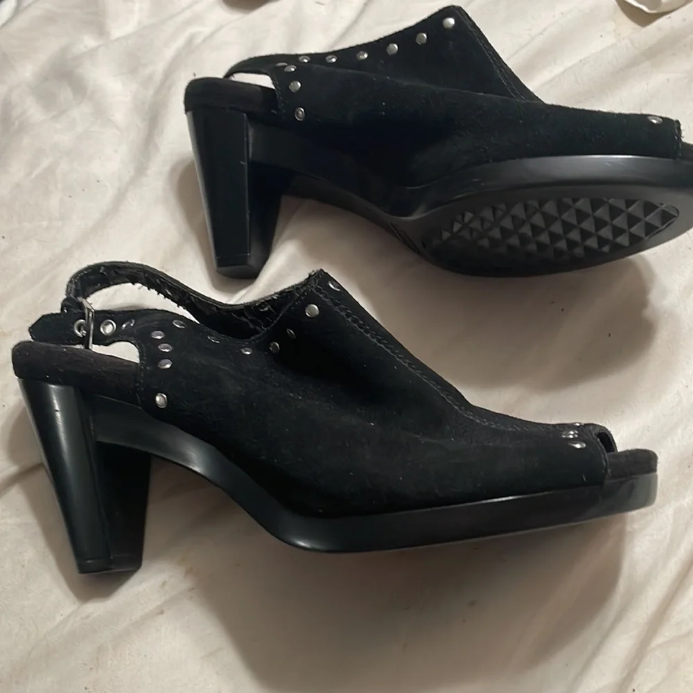 Aerosoles Black Suede Open Toe - Picture 2 of 5